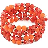 Coiris Multi Layers Statement Yellow Beaded Bracelet Adjustable Strand Bangle Bracelet for Women