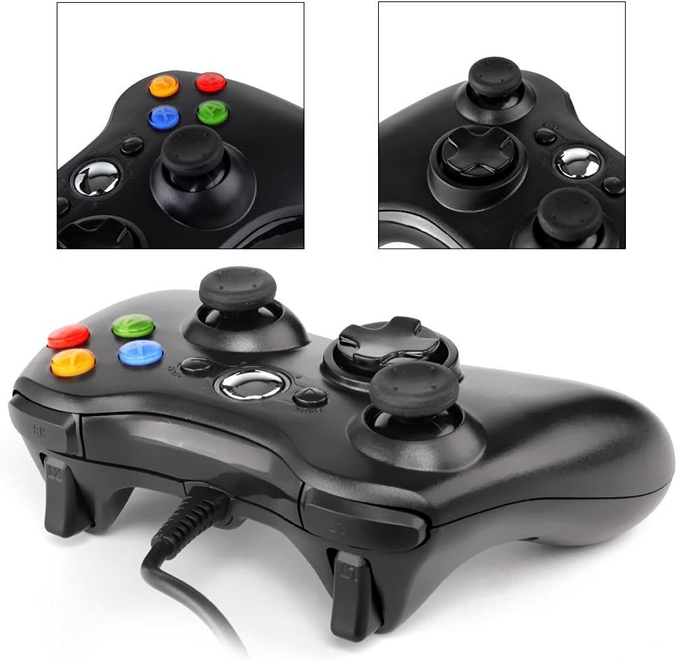Wired USB Game Controller Gamepad Game Joystick Joypad for Microsoft Xbox 360 & Windows PC (Black): Computers & Accessories