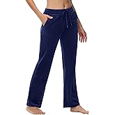 ROYAL MATRIX Womens Velour Pants, Straight Leg High Waist Soft Velvet Sweatpants Lounge Pajama Pants with Pockets