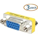 WOVTE DB HD New 15 VGA SVGA KVM Female to Female Gender Changer Adapter Coupler Pack of 3