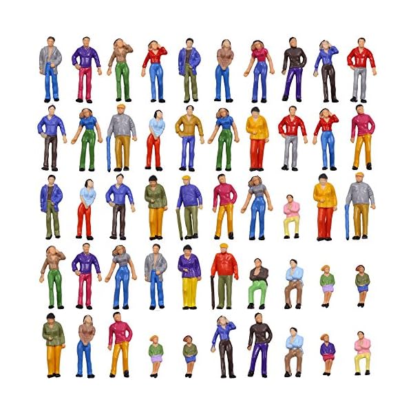 Evemodel 50Stk. Modelleisenbahn 1:50 Bemalte sitzende Figuren Personen Spur 0 P50W-50N-EU