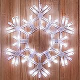 Hanging Twinkle Snowflake - 20 Inch Cool White Outdoor LED Snowflake Twinkles with 70 Lights