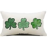 DFXSZ St Patricks Day Pillow Covers 12x20 Lucky Clover Throw Pillow Clover Cushion Case Decoration for Sofa Couch