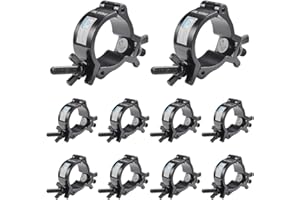 Truss Clamp Black Stage Light Clamp, 10PCS GZhuoNan Professional 1.89-2.04 Inch (48-52mm）Aluminium Light Clamps with TUV Certified, Heavy Duty 220lb Lighting Clamps, Fit for 2 Inch OD Tube/Pipe
