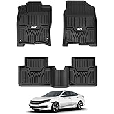 3W Floor Mats Fit for Honda Civic Sedan 2016-2021 & Hatchback 2017-2021 & Coupe 2016-2020, Custom Fit Floor Liner for 1st 2nd Row Full Set TPE All-Weather Car Liners