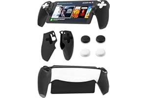 GLDRAM Protective Case for PlayStation Portal Remote Player Controller Grips, Upgraded Silicone Handle Skin Cover with 4 Thumb Caps for PS5 Portal Accessories - Thickened & Anti-Fingerprint - Black