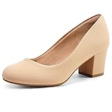 mysoft Women's Pumps Low Chunky Block Heel Round