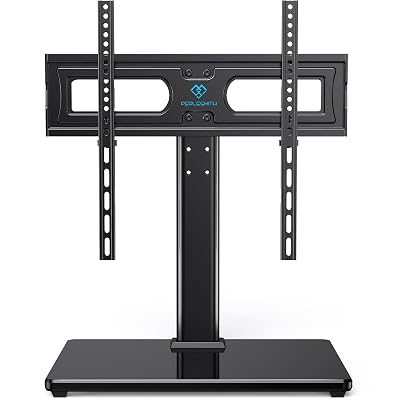 PERLESMITH Universal TV Stand Table Top TV Base for 32 to 65 inch LCD LED OLED 4K Flat Screen TVs-Height Adjustable TV Mount Stand with Tempered Glass Base,VESA 400x400mm,Holds up to 88lbs,PSTVS15
