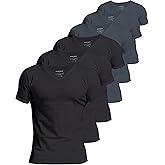 Comfneat Men's Undershirts 100 Percent Cotton Underclothing Comfy V-Neck T-Shirts (4-Pack/6-Pack)