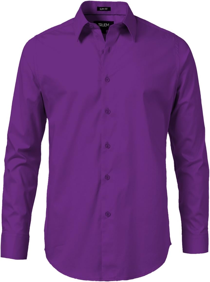 TrueM Mens Slim Fit Dress Long Sleeve Shirts, 11