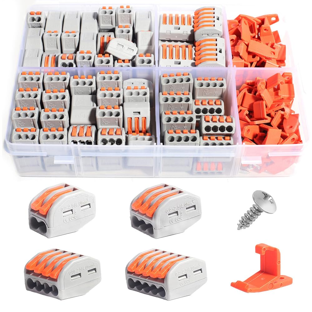 shengbowi Wire Push Cable Connectors Compact Wire Assortment Pack Splicing Electrical Solid Stranded Flexible Wires Lever Terminal Block Conductor