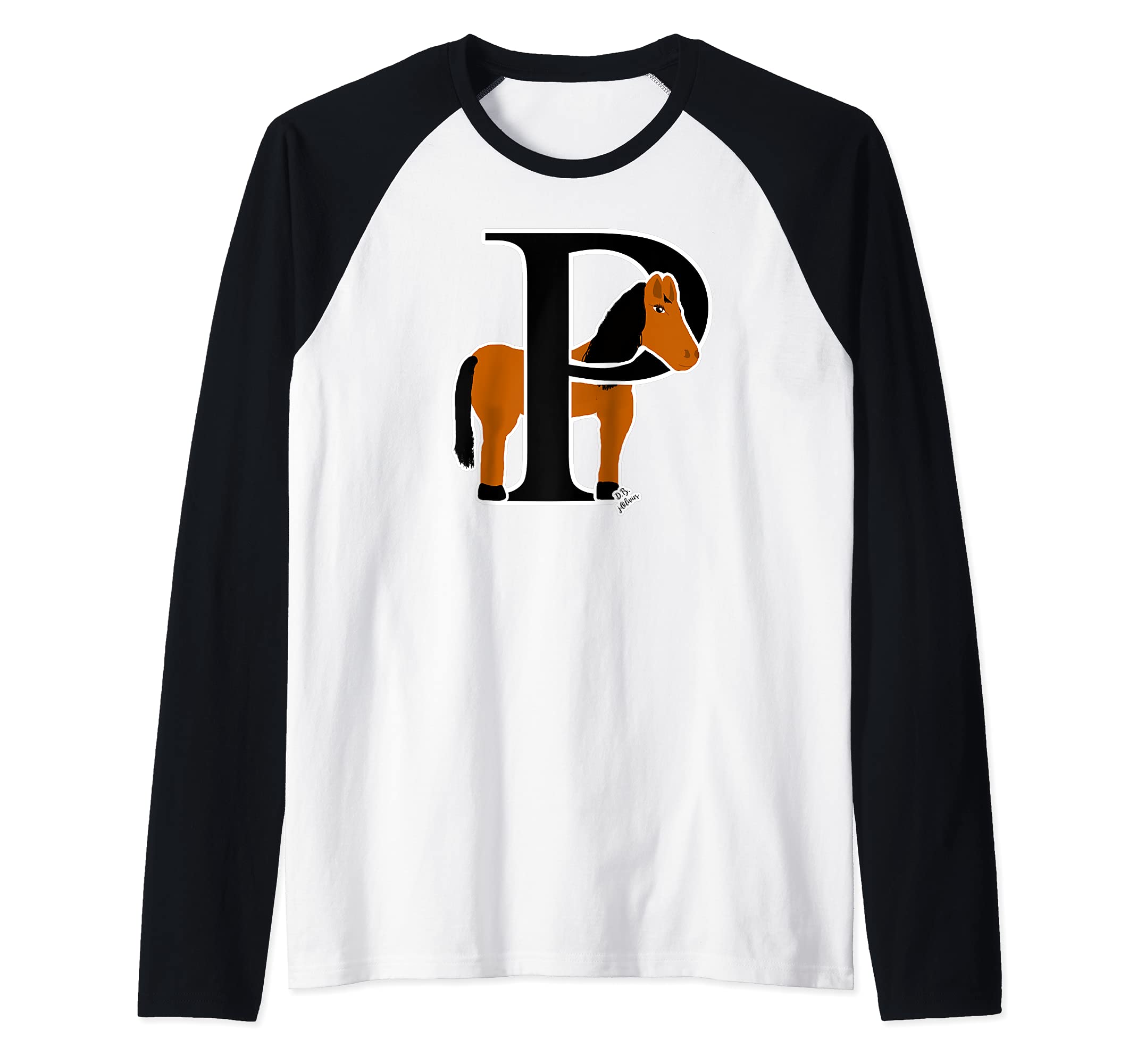 Pony outfit cute Alphabet Horse Raglan Baseball Tee