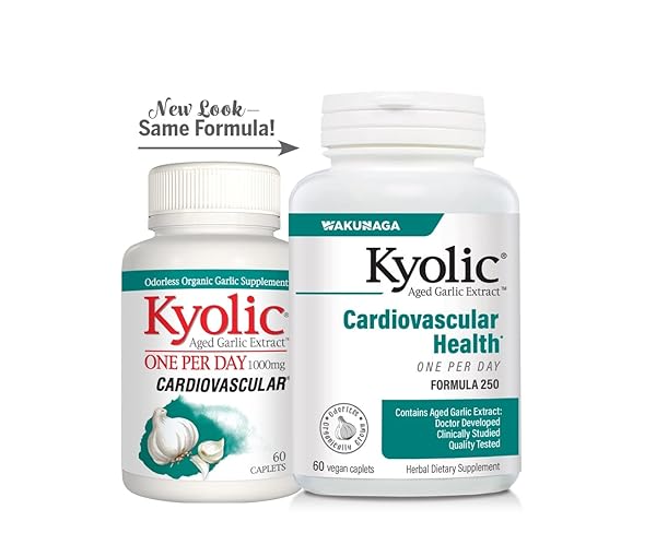 KYOLIC AGED GARLIC EXTRACT FORMULA 250, CARDIOVASCULAR HEALTH, ONE PER DAY, 60 VEGAN CAPLETS
