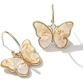 Gold Butterfly Dangle Earrings for Women - Lightweight Acrylic Butterfly Dangle Hoop Earrings for Mother Daughter Teen Girls