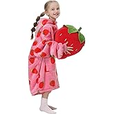 Aemicion Strawberry Blanket Hoodie Gifts for Kids,Oversize Sherpa Wearable Blanket,Cozy Sweatshirt Blanket for Girls