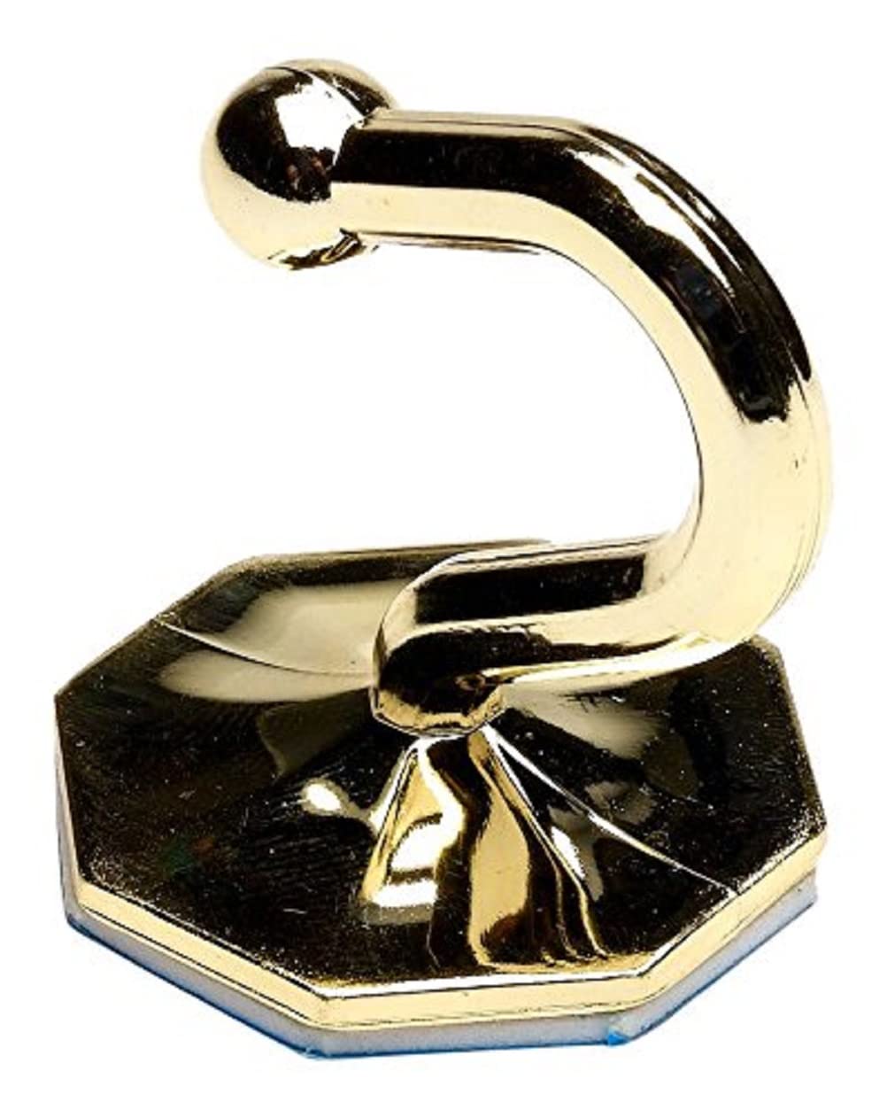 Merriway BH03775 (2 Pcs) Curtain Drapery Tieback Holdback Hooks Self Adhesive Brass Plated, 35 x 40 mm - Pack of 2 Pieces