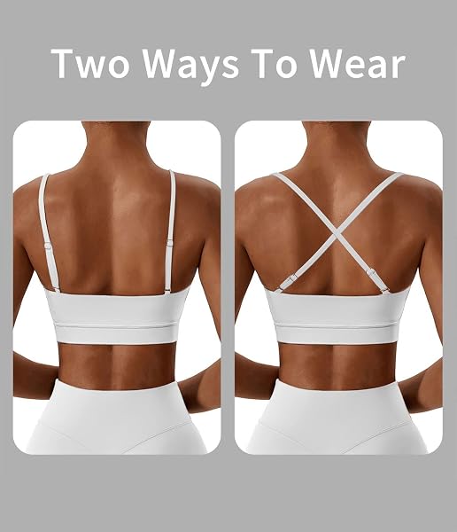 COMPER SPORTS BRA FOR WOMEN WIREFREE RACERBACK WORKOUT BRAS SEXY THIN STRAPS YOGA SPORT BRAS WITH REMOVABLE PADS (WHITE-XL)