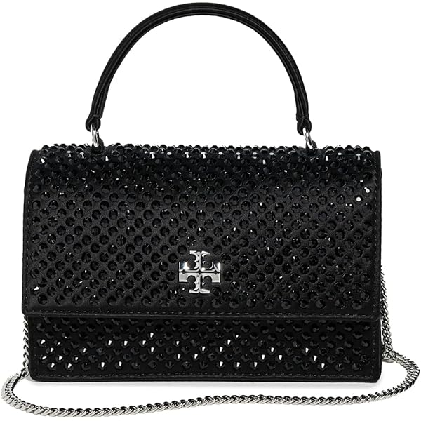 Tory Burch Women's Kira Satin Hot Fix Vanity Case, Black
