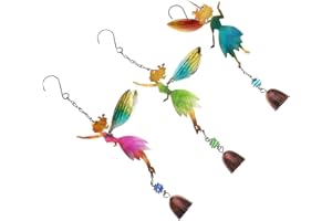 HIAKDOFT 3pcs Angel Bell Wind Chimes Outdoor Iron Fairy Wind-Bell Decor for Garden Patio Window Hanging