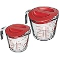 Anchor Hocking Lidded Measuring Cup Set (2-Piece, 2-Cup & 4-Cup with Red Lids, dishwasher safe)