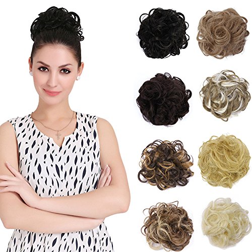 HI GIRL Hairpiece Hair Rubber Scrunchie Scrunchy Updos Wavy Messy Curly Little 30g Hair Bun Donut Hair #1 Natural Black (Best Shampoo For Digital Permed Hair)