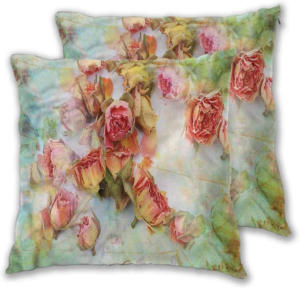 Anyangeight Throw Pillow Covers, Rose Dried Petals Nostalgia Good Decoration for Home for Sofa Couch Home Outdoor Decor, 2PCS - W26 x L26 inch