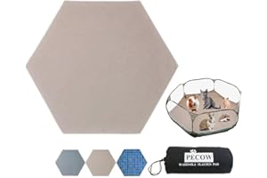 Pecow Hexagon Washable Liner for Portable Small Animal Playpen Guinea Pig Play Pen Hamster Cage fleece Bunny Carrier Indoor/Outdoor Rabbit Tent Waterproof Reusable Super Absorbent(Pee Pad Only,Coffee)