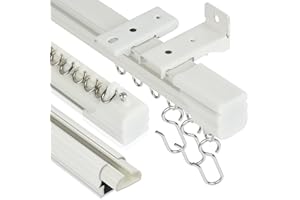 KOLAKO Ceiling Curtain Track, 3ft-9ft Aluminum Ceiling Curtain Track Set, Heavy Duty Curtain Rails Wall Mount Track Curtains System Room Divider (3PCS)