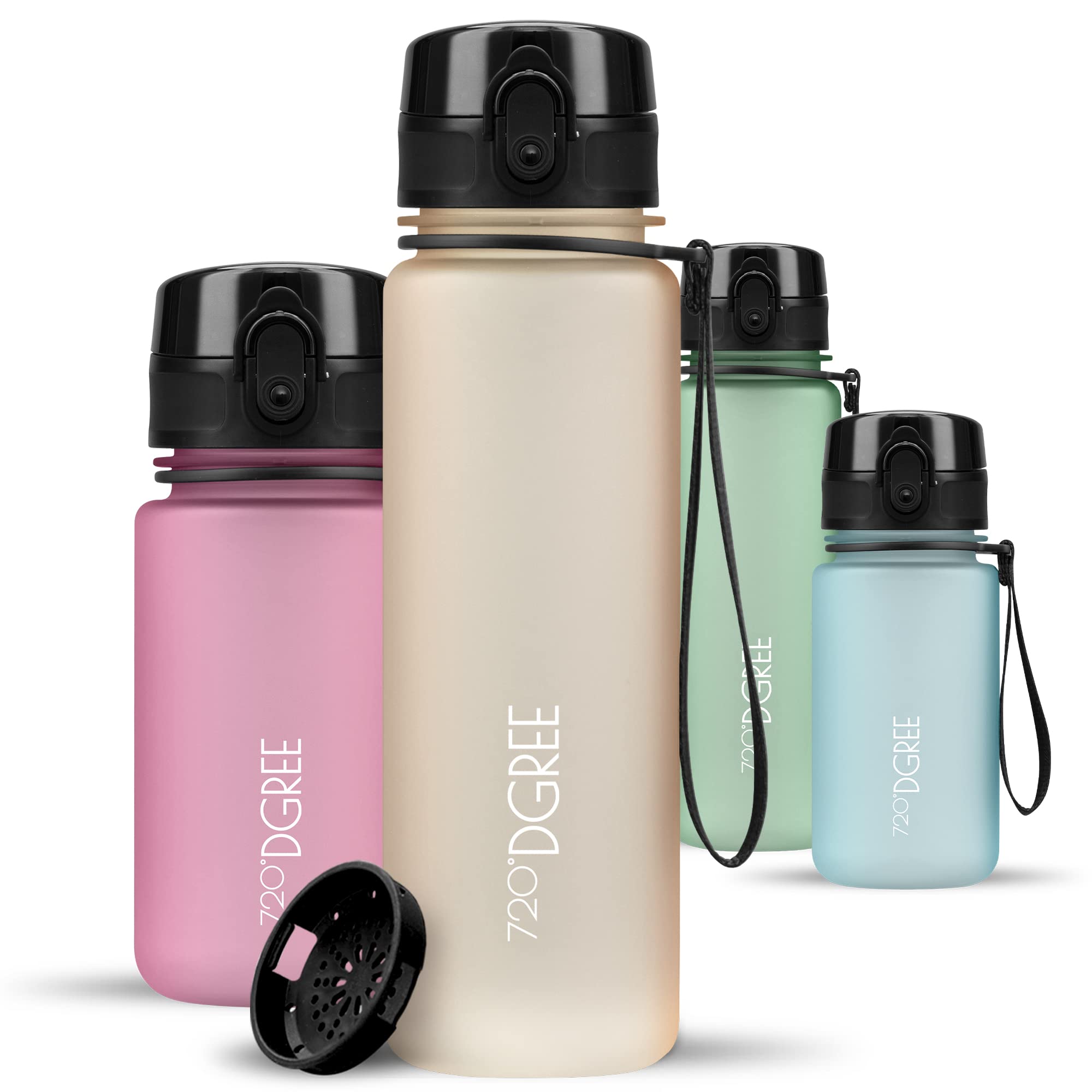 720°DGREE Water Bottle Kids 500ml “uberBottle“ softTouch +Sieve - BPA-Free Tritan, Leakproof, Reusable Drinking Bottle - Waterbottle for Children, School, Playground, Boys, Girls, Handbag, Sport, Bike