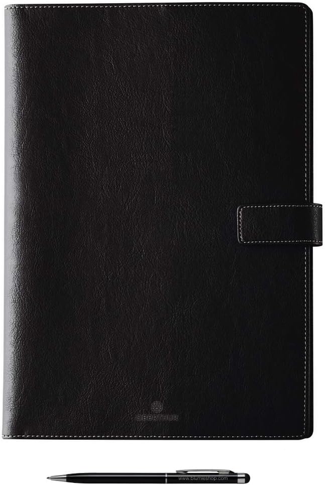 Pack 2025 Milano 27S Oberthur Diary Black 1 Week on 2 Pages + 1 Stylus Touch Blumie Pen