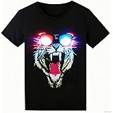 Sound Activated LED T-Shirt, Glow in The Dark Light Up Shirt for Men, Neon Shirt for Rave, Glow Party, Concert, Halloween