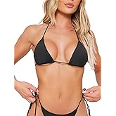HAWILAND Women's Triangle Bikini Top - Halter String Brazilian Tie Swimsuit