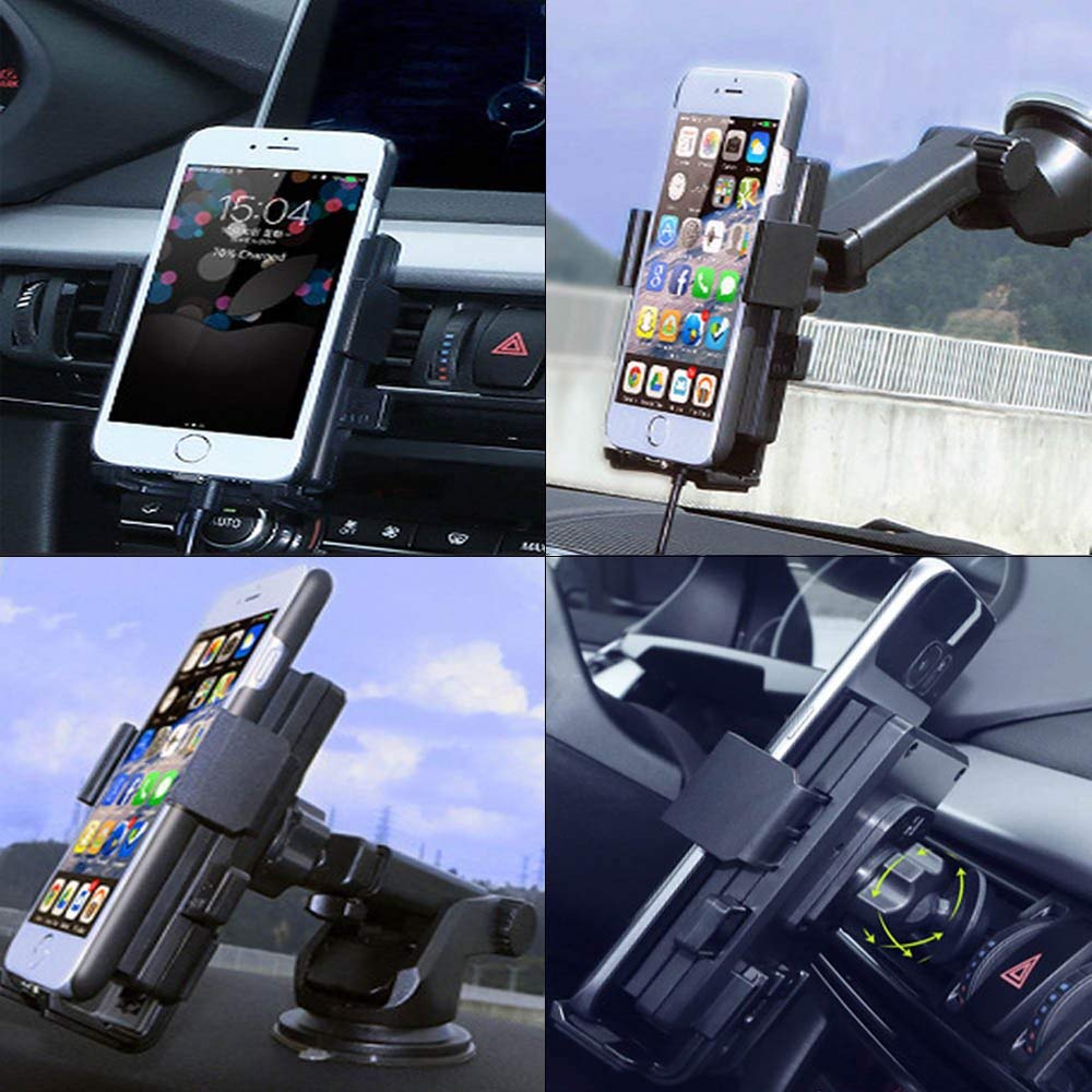 Wireless Car Chargers, 360 Degree Car Mount Charger Holder Windshield for iPhone X iPhone 7/8 iPhone 6plus,6s Plus,Samsung Galaxy S8/S7 Edge,Nexus Moto, LG, HTC ect Car Mount Fast Wireless Charger