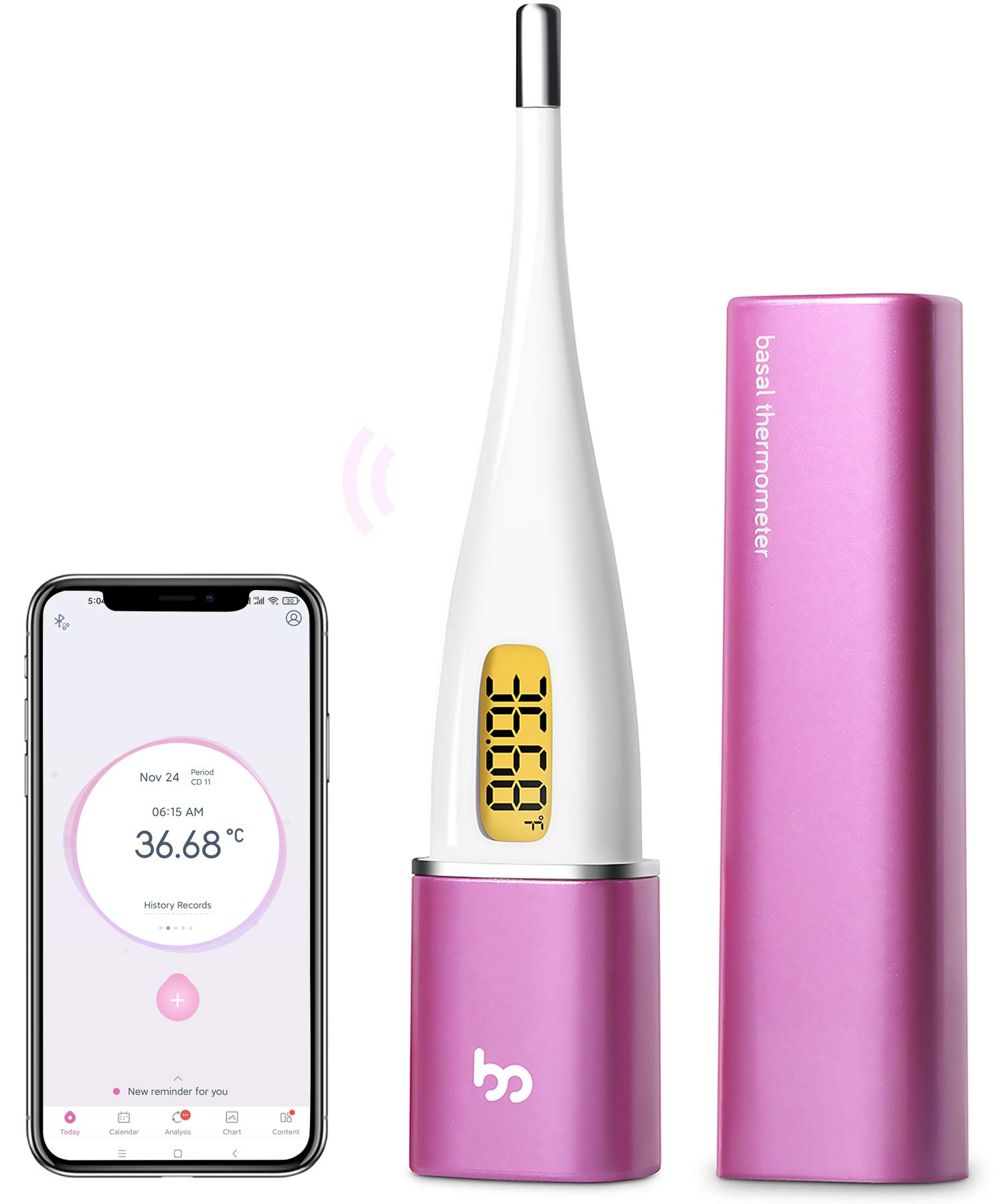 Femometer Basal Thermometer for Ovulation, Intelligent BBT Thermometer with Backlit LED Screen, Fertility Monitor Period Tracker, Sync with Femometer APP (Available for Android and iOS)