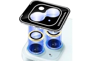 MONASAY Camera Lens Protector compatible for iPhone 15/iPhone 15 Plus[Strong Adhesion][Auto-Alignment] Individual Metal Anti-Scratch Tempered Glass Camera Cover Film, Gold