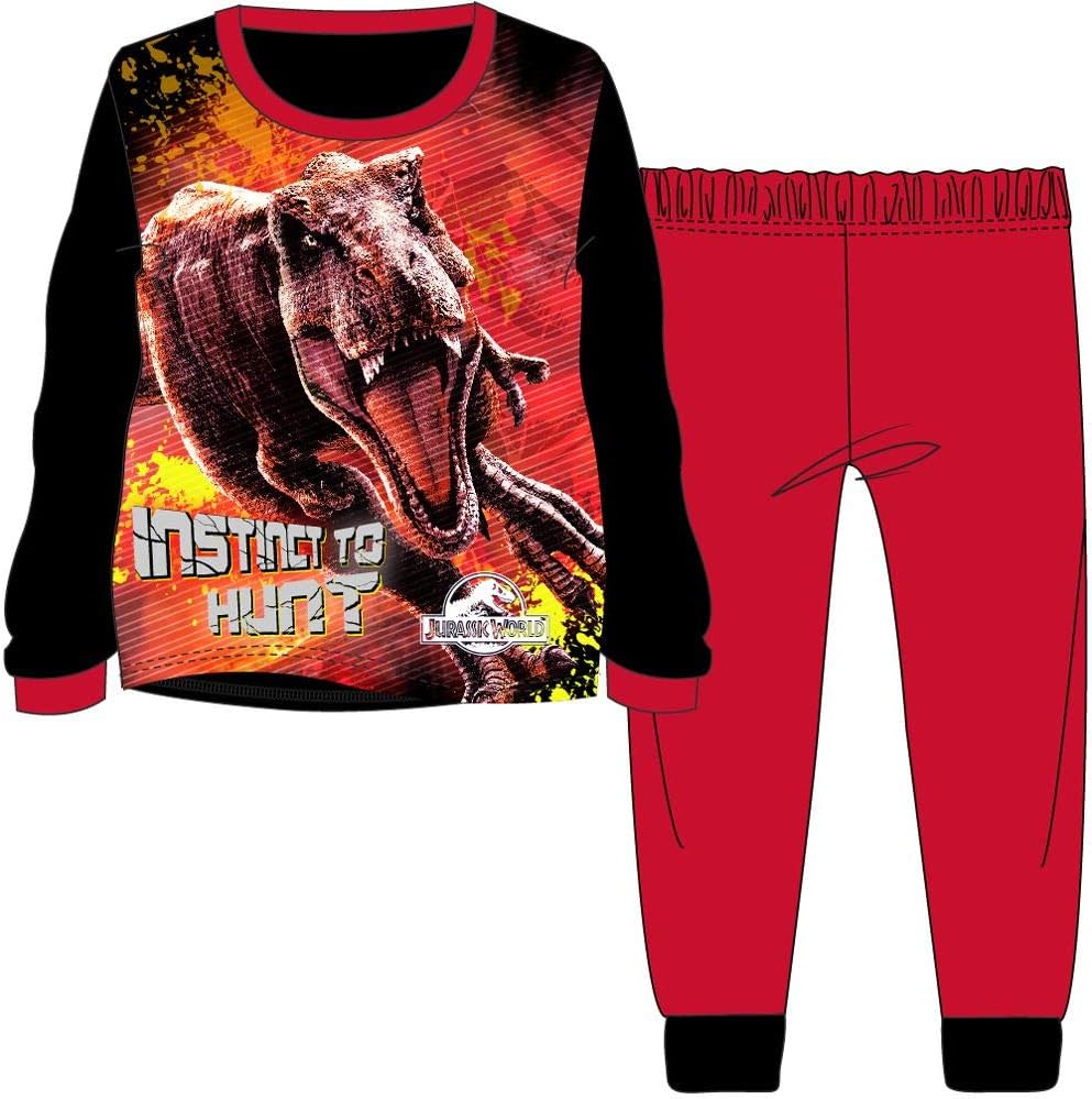 Licensed Kids Jurassic World Childrens Dinosaur Pyjamas Black/Red Age 7/8 Years