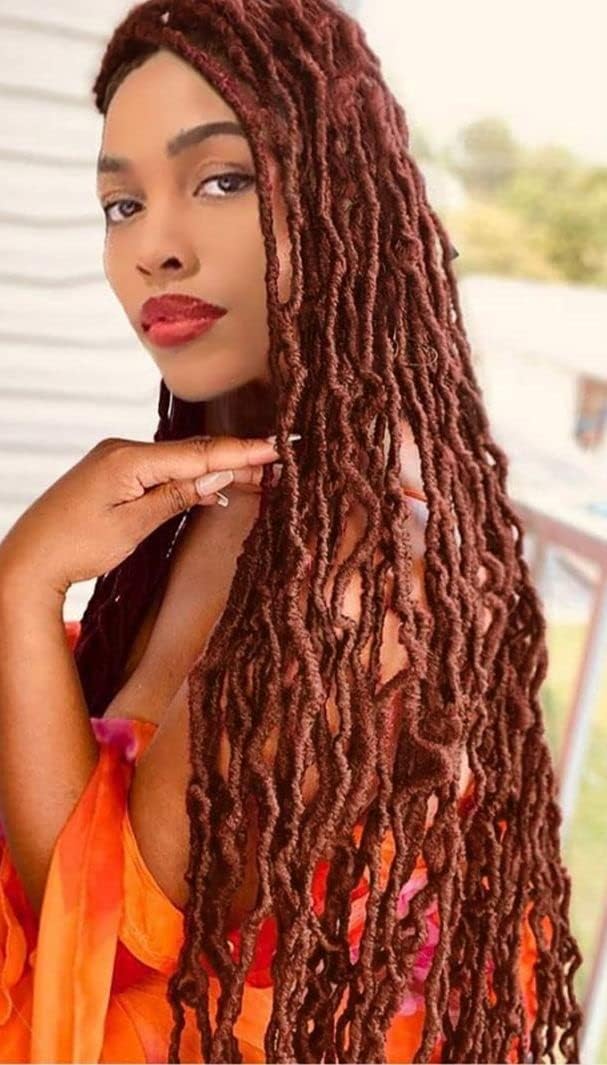 Ainimiu 18 Inch New Faux Locs Crochet Hair Soft Locs Crochet Hair Natural Faux Braids Pre-looped Synthetic Afro Roots Braid For Black Women