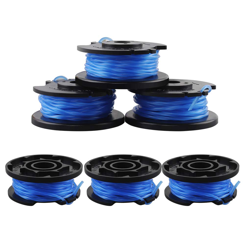 Pack of 6 Replacement Thread Spool for Ryobi Grass Trimmer with Trimmer Cap Heqishun Replacement Spool Compatible with Ryobi One + AC14RL3A-18V 24V 40V Replacement Trimmer Thread Spool Set (Onhe