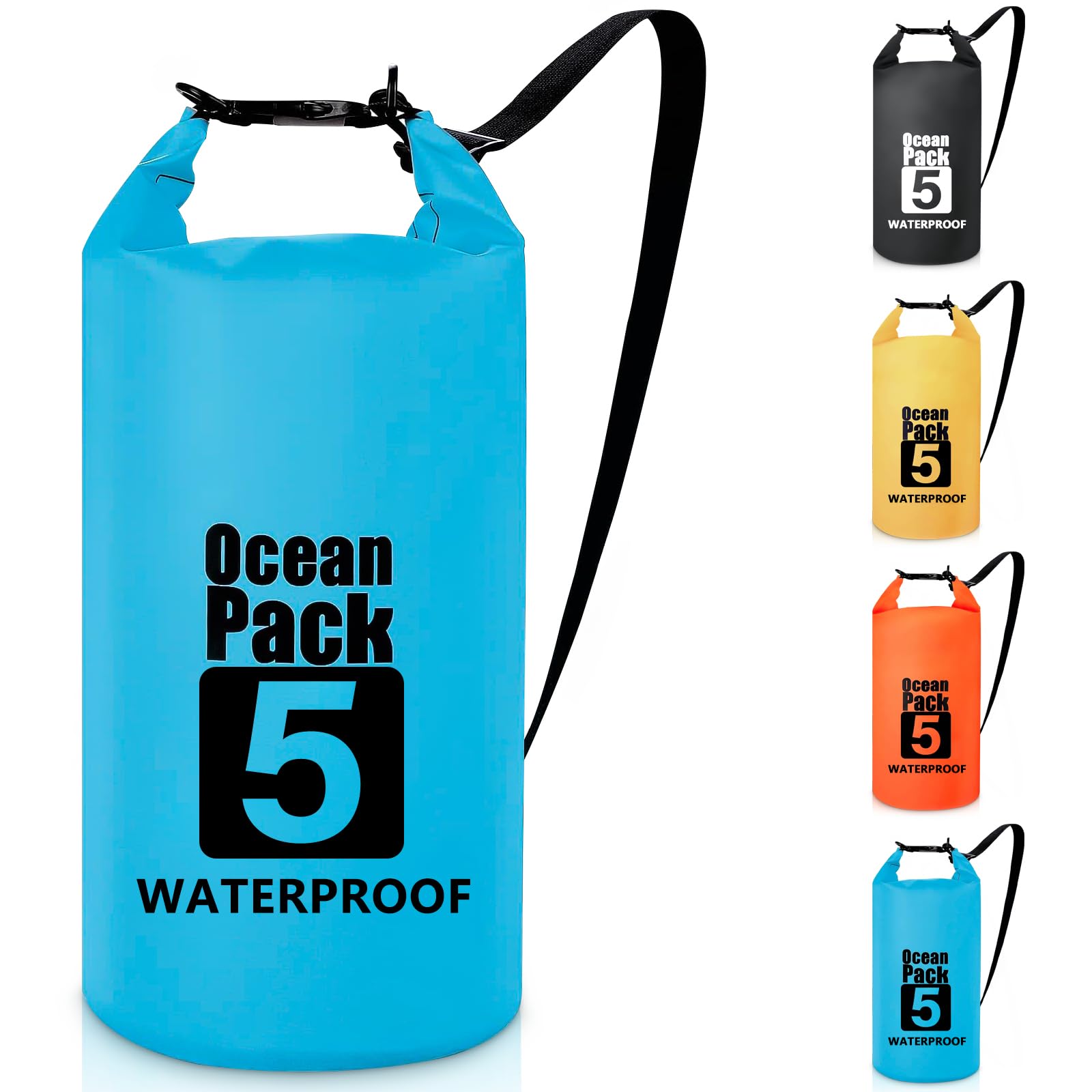 Invool Dry Bag, 5L/10L/20L/30L Waterproof Dry Bag, Dry Sack with Adjustable Shoulder Strap for Hiking, Swimming, Rafting, Surfing, Cycling, Camping, Fishing