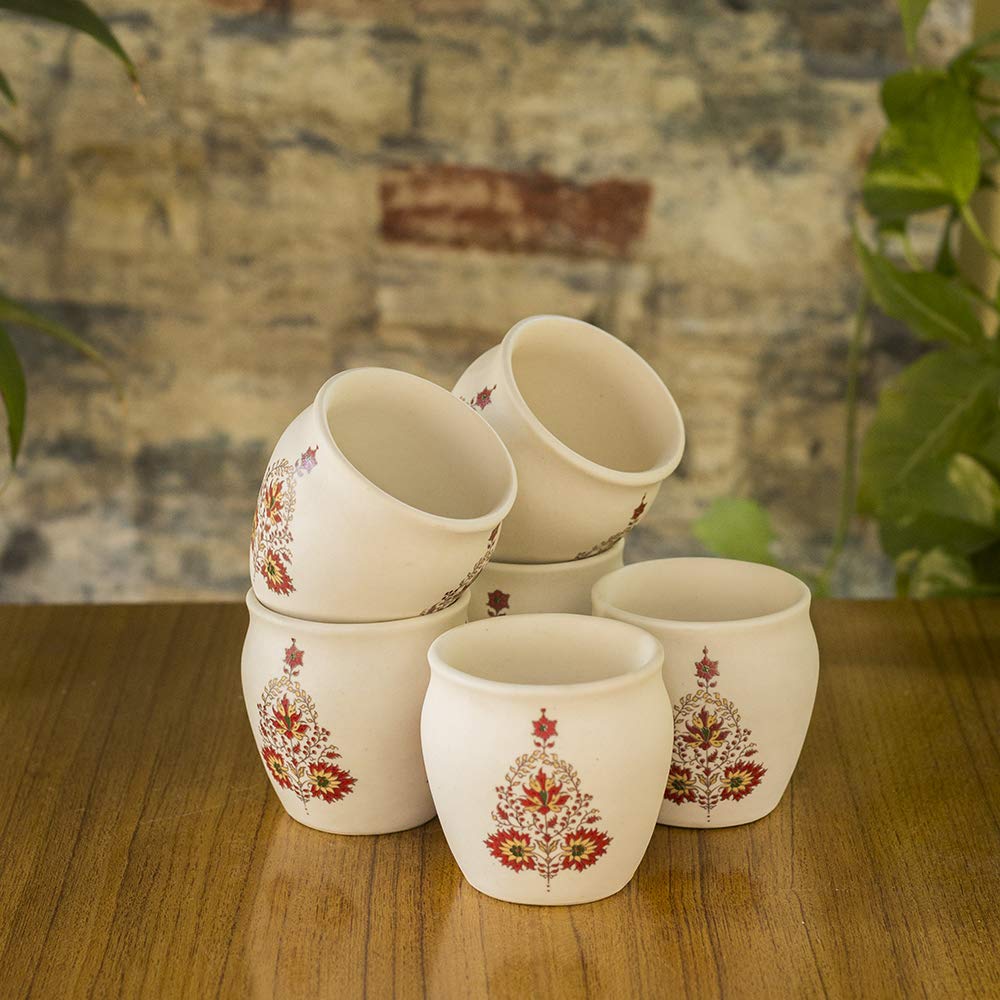 Buy Craftghar Ceramic kulhad Set of 6 Cups Handmade kullad Tea Set