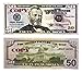 GoodOffer 50 Dollars Play Money - Realistic Prop Money 100 pcs. - Total of $5,000 Copy Money with Two Sides for Pranks, Games, Monopoly - Educational Play Money for Kids - Prop Fifty Dollar Bills 