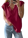 Saodimallsu Womens V Neck Sweater Vest Oversized