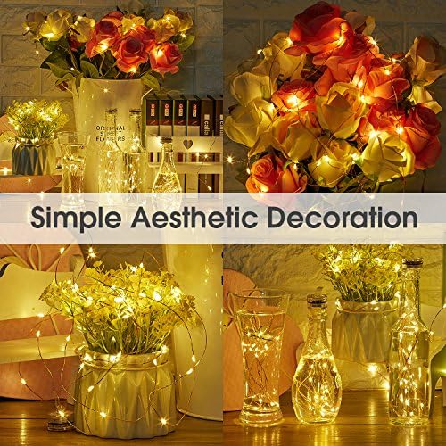 String Light Table Decoration Copper Fairy wire Starry LED Christmas Battery Operated Warm White Waterproof 6.5FT 20 Micro Moon Lights for Party Wedding Centerpiece Thanksgiving 8-pack