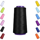 2500 Yards Low Stretchy Woolly Serger Thread Polyester, Great for Sweatshirts, Towels, Bedding, Bags and Leather Crafts for Serger&amp;Overlock Machine Use (Black)
