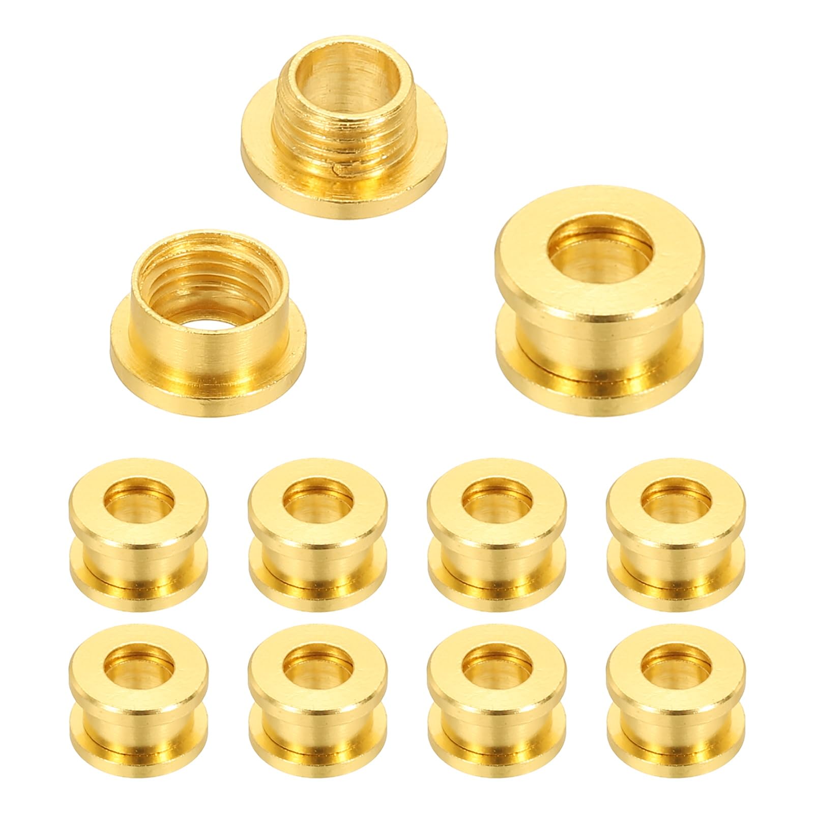 PATIKIL 5mm(1/5 inch) Solid Brass Hole Eyelets, 10 Pcs Flat Self Backing Grommets with Washer for Shoes Clothes Crafts Bag Leather Craft, Gold Tone — image 1