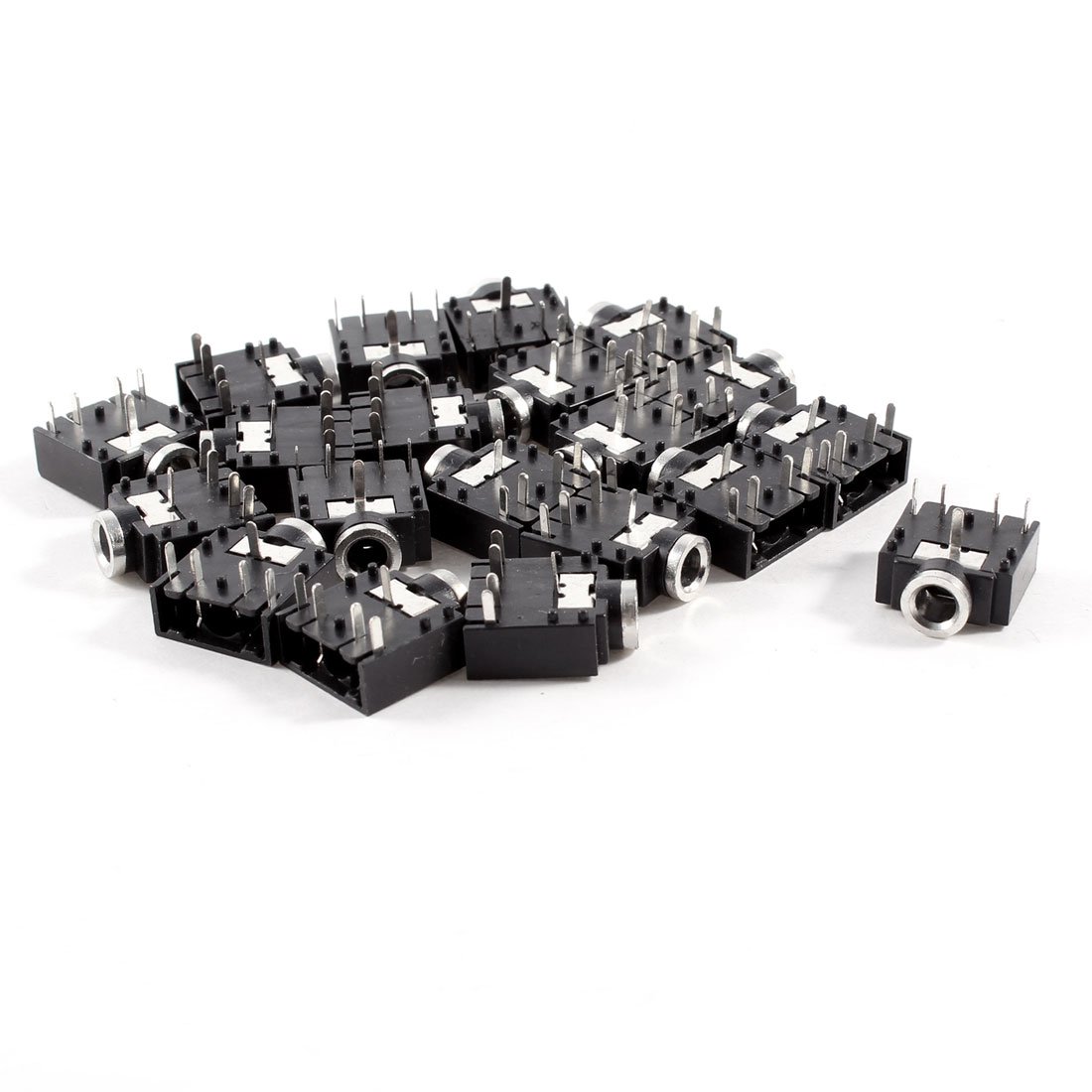 sourcing map 20 Pcs DIP PCB Mount 5 Pins 3.5mm Socket Headphone Stereo Audio Jack