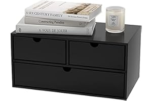 Wisuce Bamboo Desk Organizer - Mini Bamboo Desk Drawer Tabletop Cosmetic Storage Organization for Office or Home Black