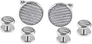 MRCUFF Cross Cufflinks Set - Round Raised Design With Gift Box & Polishing Cloth