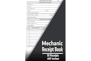 Mechanic Receipt Book: Automotive Repair Order & Receipt Log Book | Track Labor, Parts, Customer Info & Total Cost | 50 Mecha