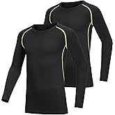 AYESZEQ 2 Pack Youth Boys & Girls Long Sleeve Compression Shirts Sports Base Layer for Kids Cold Gear